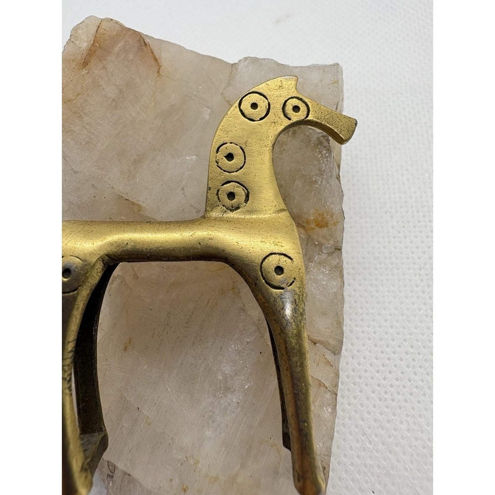 Vintage Gold Tone Horse Brooch Sculptural Mid Century Modern Style Animal Figure - Picture 2 of 8